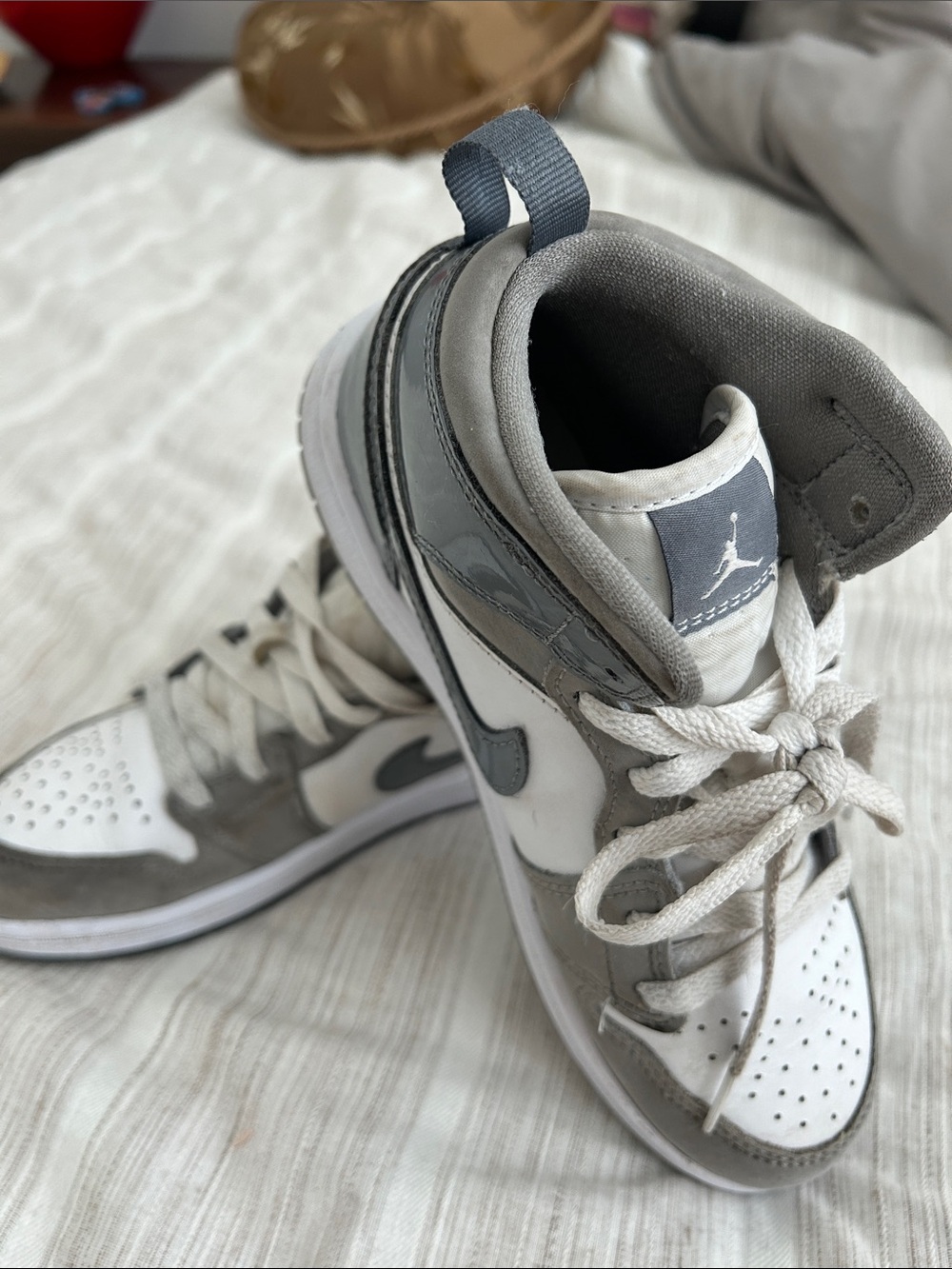 Nike Jordan Kids High-Top Sneakers in Gray and White